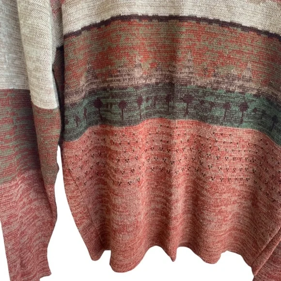 Vintage 1970's Esprit by CAMPUS Aztec Ombré Striped Colorblock Knit Sweater L - Picture 2 of 8